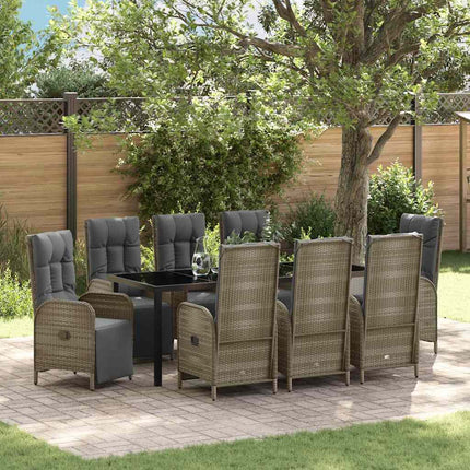 Have Spisebordssæt med pude 9 pcs Grå polyrattan