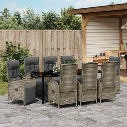 Have Spisebordssæt med pude 9 pcs Grå polyrattan
