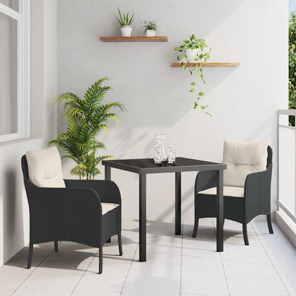Have Spisebordssæt med pude 3 pcs Sort polyrattan