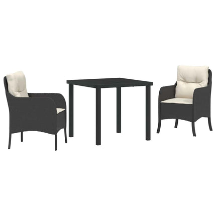 Have Spisebordssæt med pude 3 pcs Sort polyrattan
