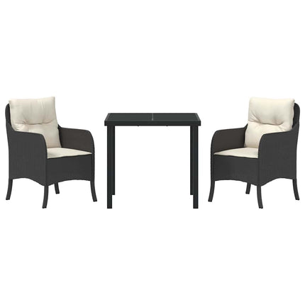 Have Spisebordssæt med pude 3 pcs Sort polyrattan