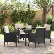 Have Spisebordssæt med pude 5 pcs Sort polyrattan