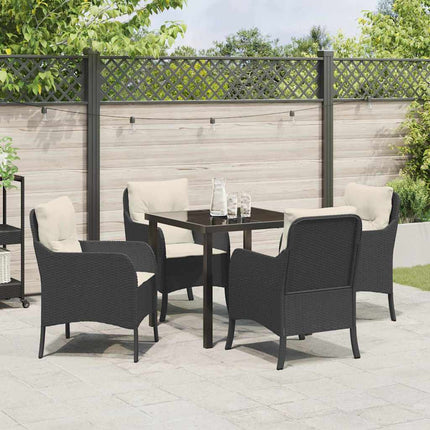 Have Spisebordssæt med pude 5 pcs Sort polyrattan