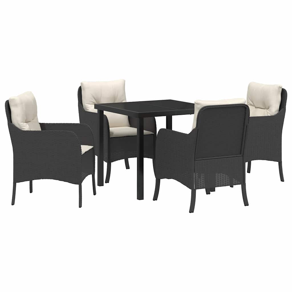Have Spisebordssæt med pude 5 pcs Sort polyrattan