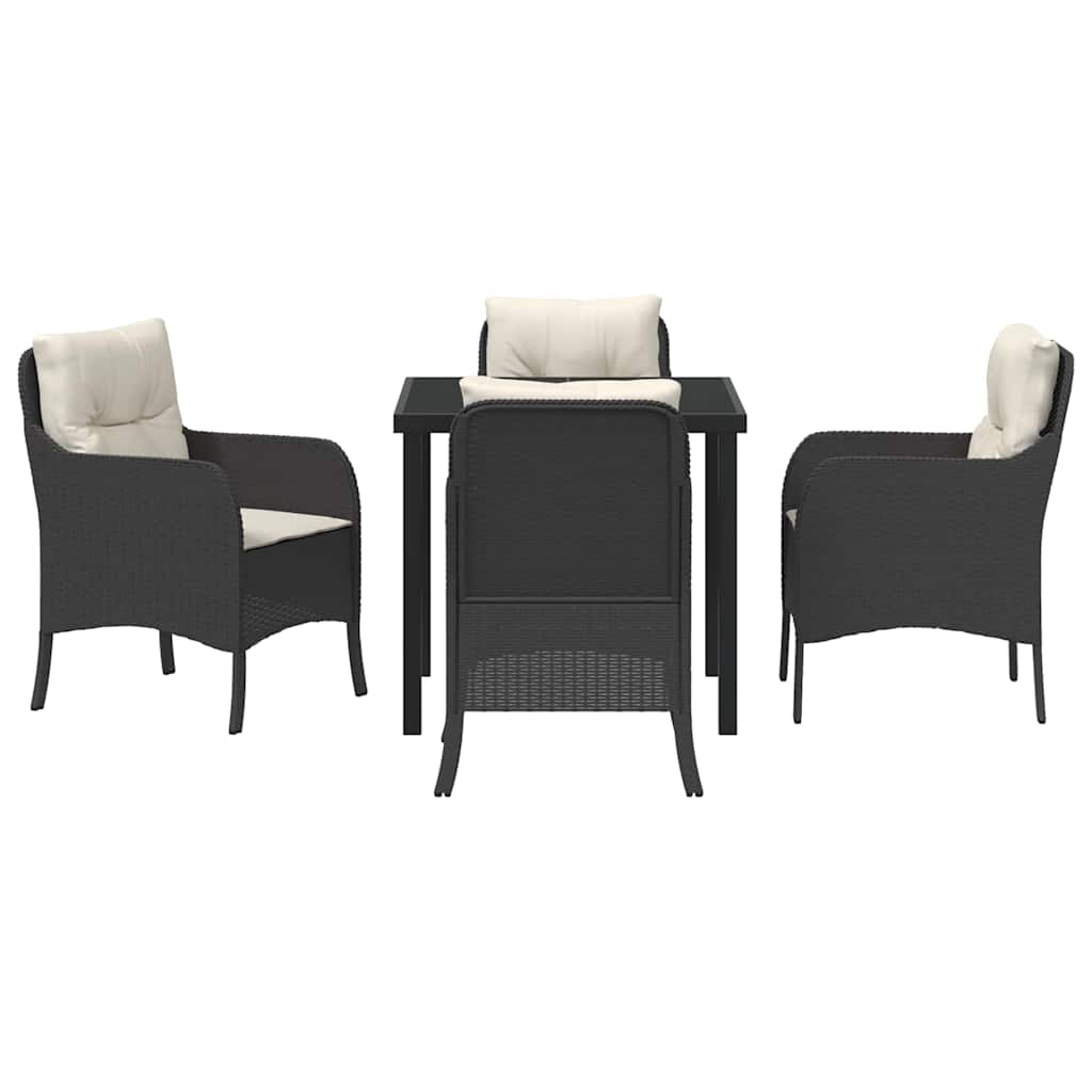Have Spisebordssæt med pude 5 pcs Sort polyrattan