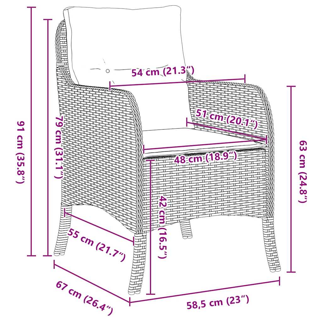 Have Spisebordssæt med pude 5 pcs Sort polyrattan