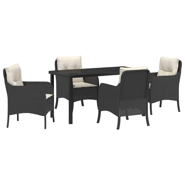 Have Spisebordssæt 5 stk. Sort polyrattan