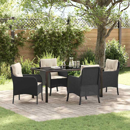 Have Spisebordssæt med pude 5 pcs Sort polyrattan