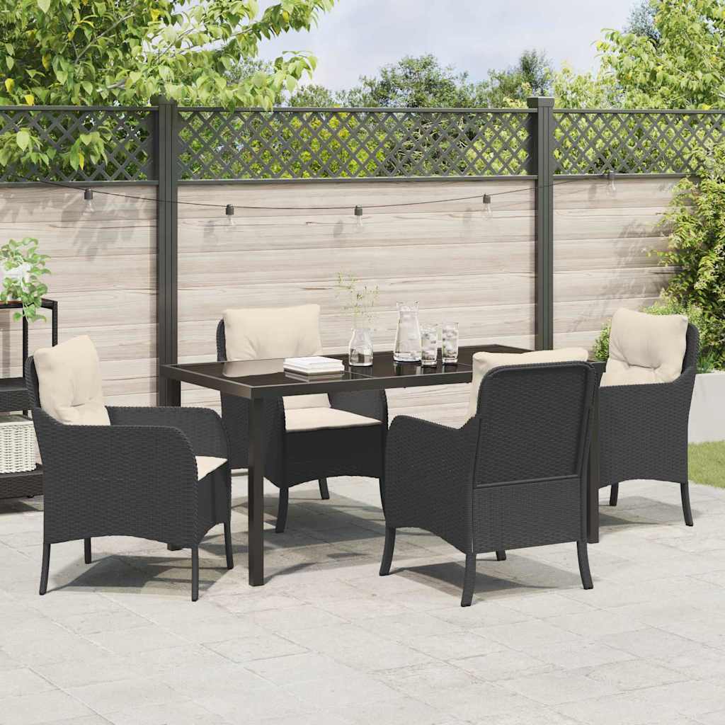 Have Spisebordssæt med pude 5 pcs Sort polyrattan