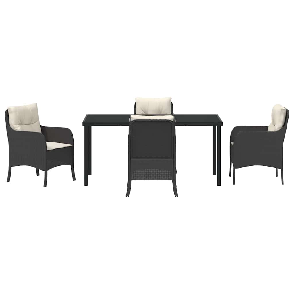 Have Spisebordssæt med pude 5 pcs Sort polyrattan