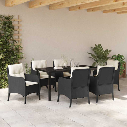 Have Spisebordssæt med pude 7 pcs Sort polyrattan