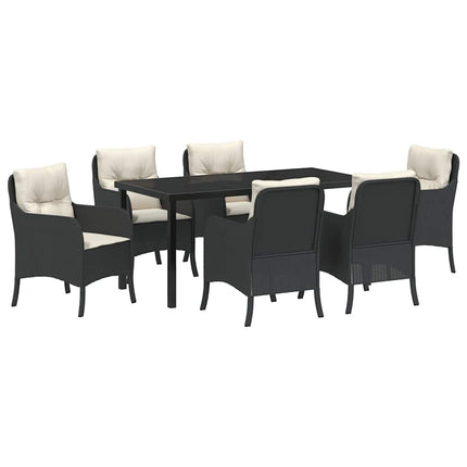 Have Spisebordssæt med pude 7 pcs Sort polyrattan