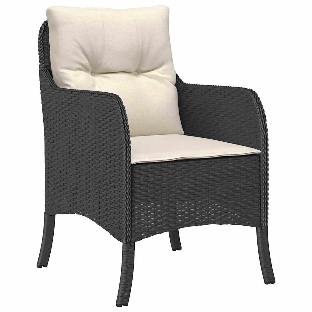 Have Spisebordssæt med pude 7 pcs Sort polyrattan