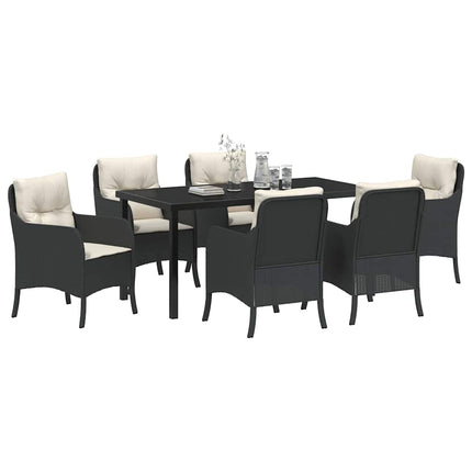 Have Spisebordssæt med pude 7 pcs Sort polyrattan