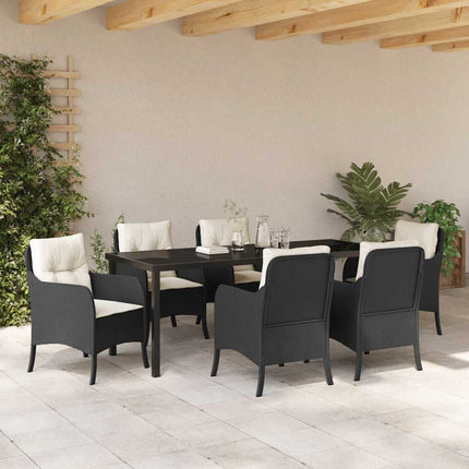 Have Spisebordssæt med pude 7 pcs Sort polyrattan