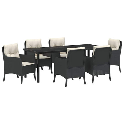 Have Spisebordssæt med pude 7 pcs Sort polyrattan