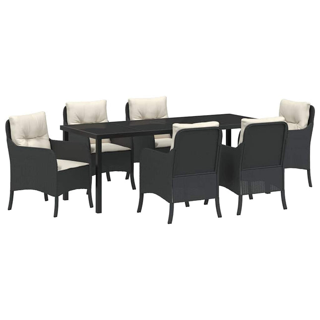 Have Spisebordssæt 7 stk. Sort polyrattan