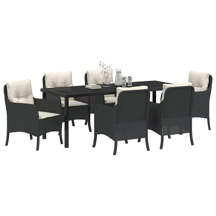 Have Spisebordssæt med pude 7 pcs Sort polyrattan