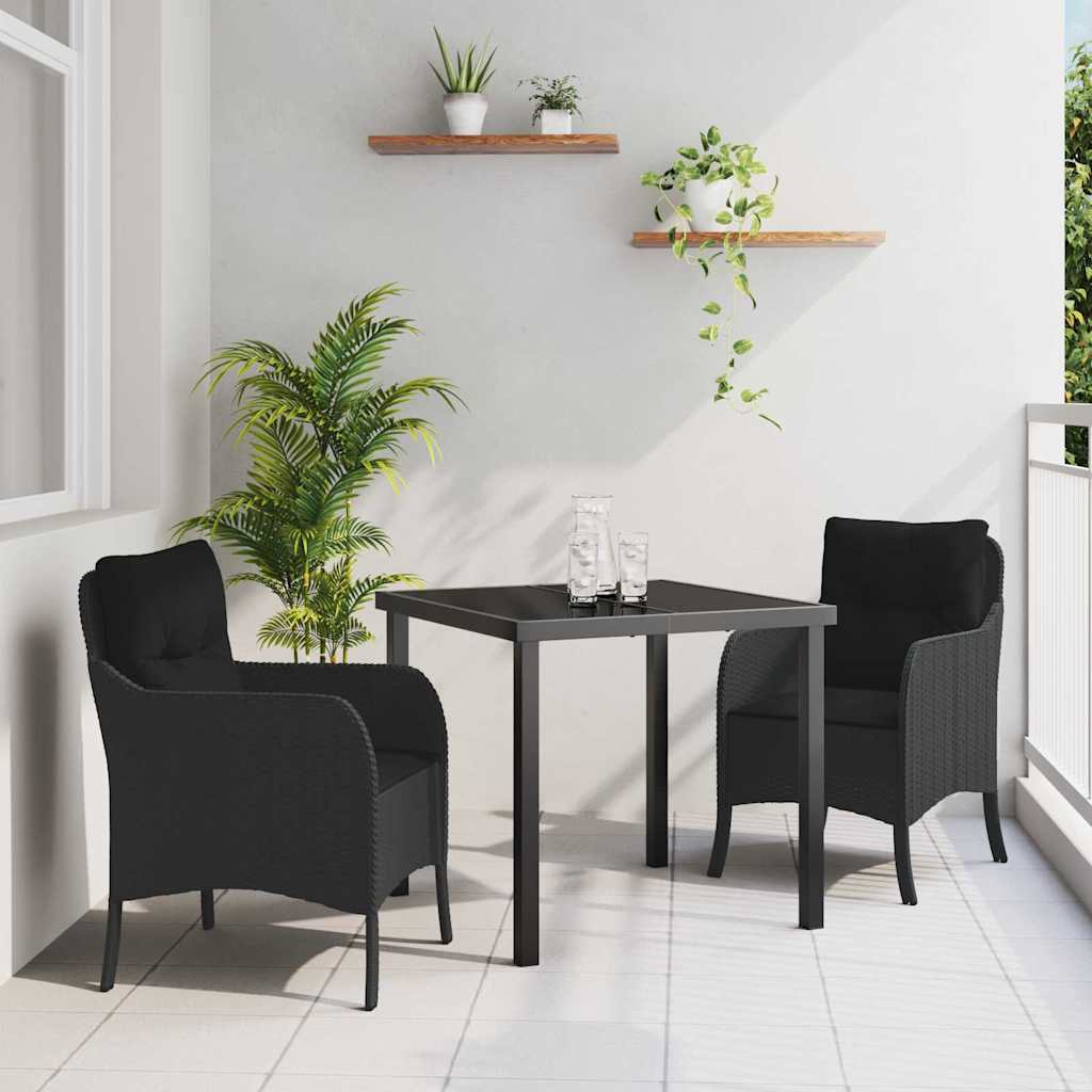 Have Spisebordssæt med pude 3 pcs Sort polyrattan