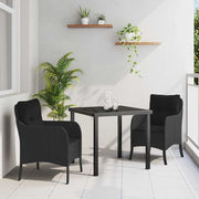 Have Spisebordssæt med pude 3 pcs Sort polyrattan