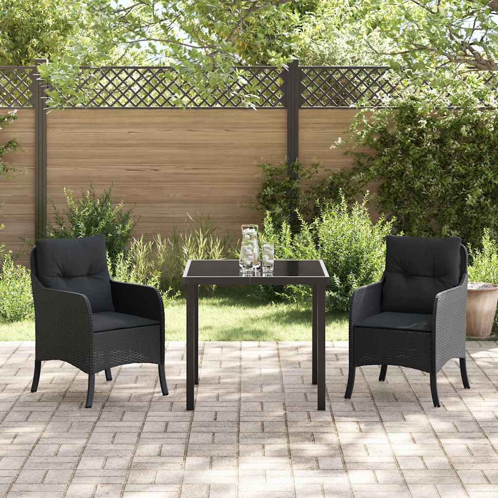 Have Spisebordssæt med pude 3 pcs Sort polyrattan