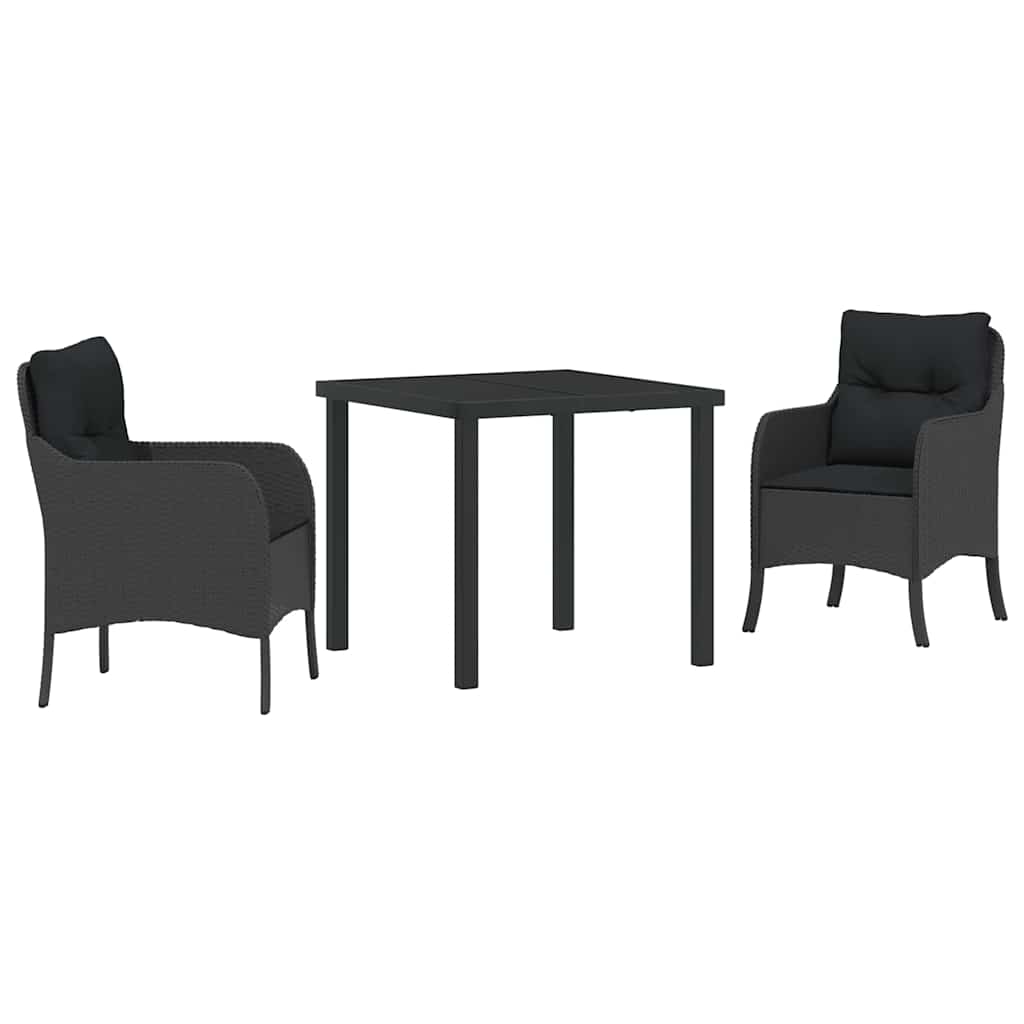 Have Spisebordssæt med pude 3 pcs Sort polyrattan