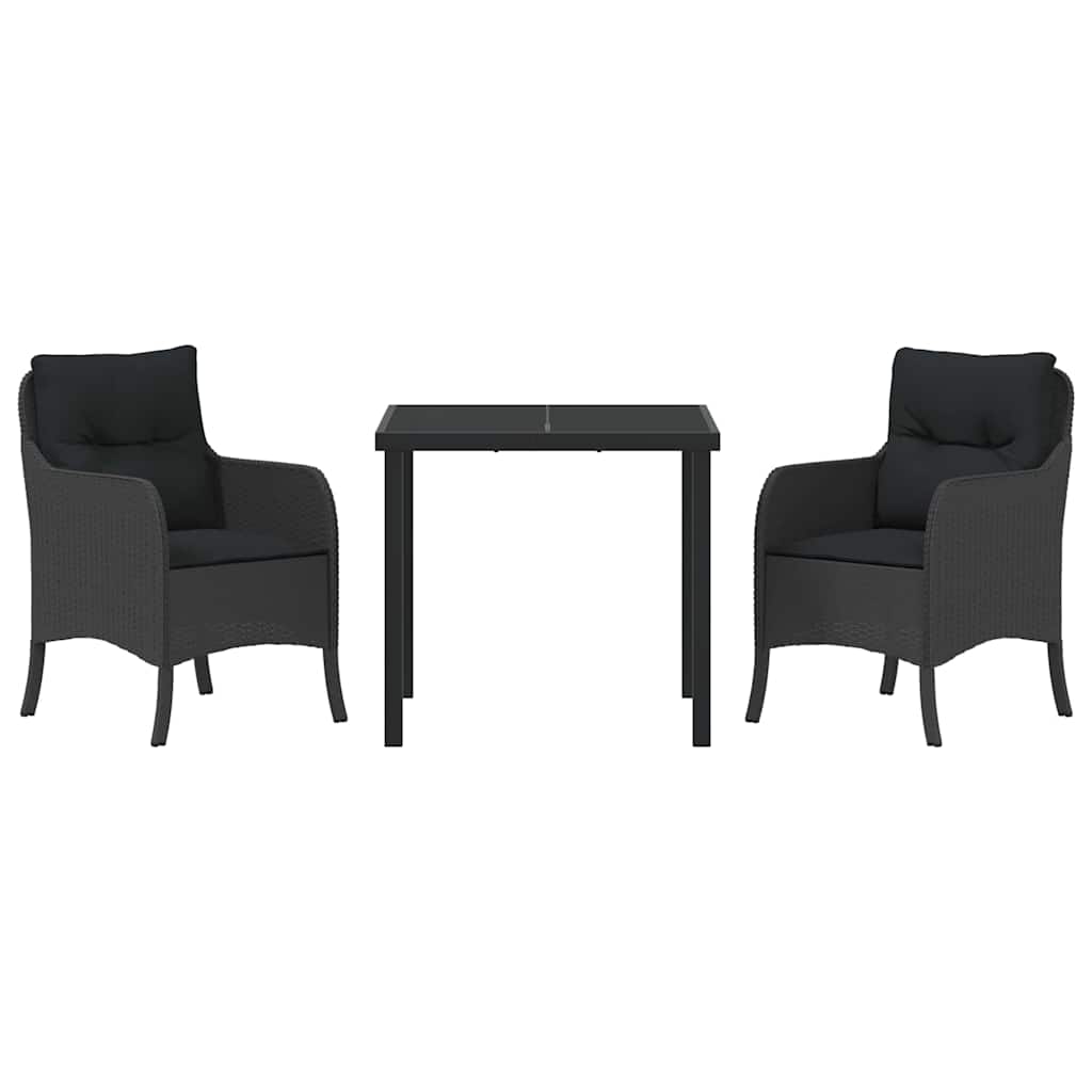 Have Spisebordssæt med pude 3 pcs Sort polyrattan