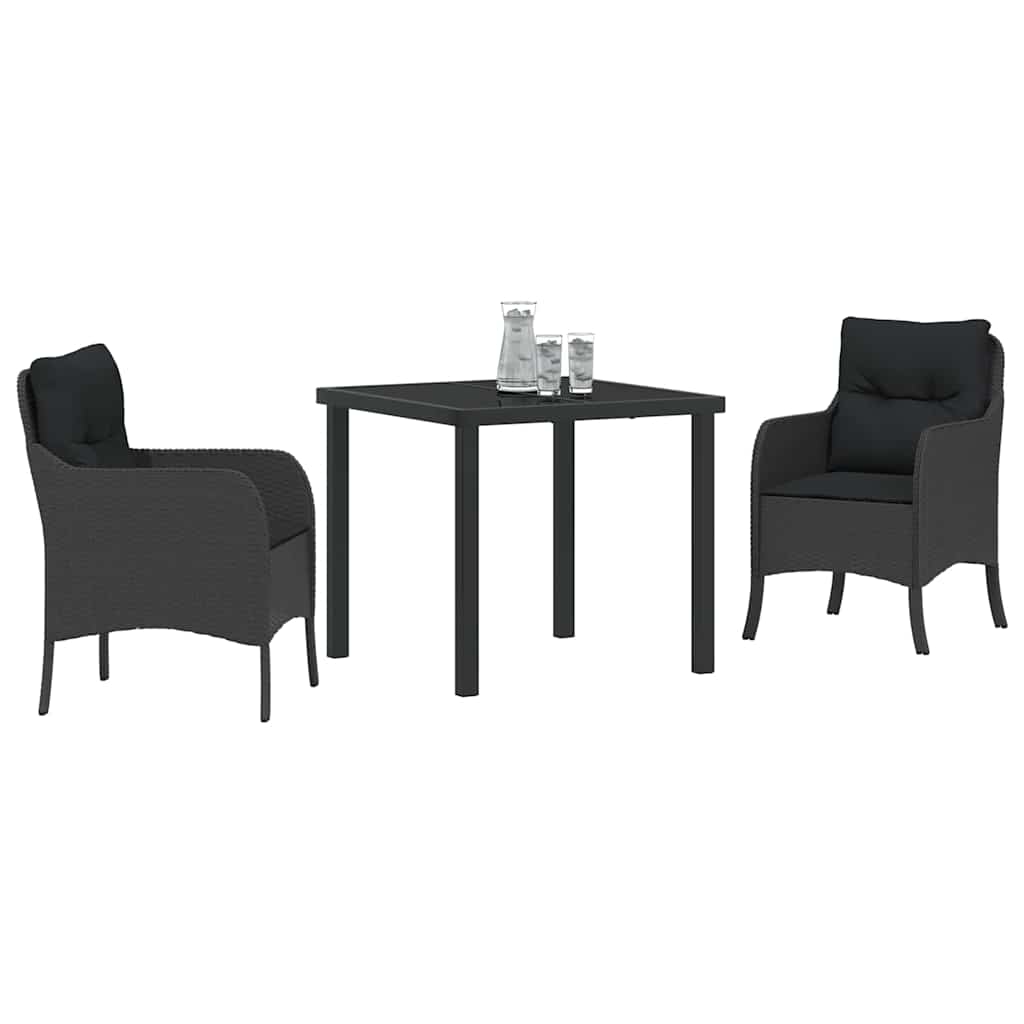 Have Spisebordssæt med pude 3 pcs Sort polyrattan
