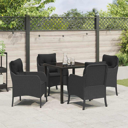 Have Spisebordssæt med pude 5 pcs Sort polyrattan