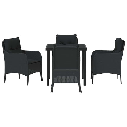 Have Spisebordssæt med pude 5 pcs Sort polyrattan