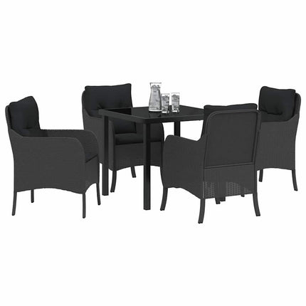 Have Spisebordssæt med pude 5 pcs Sort polyrattan