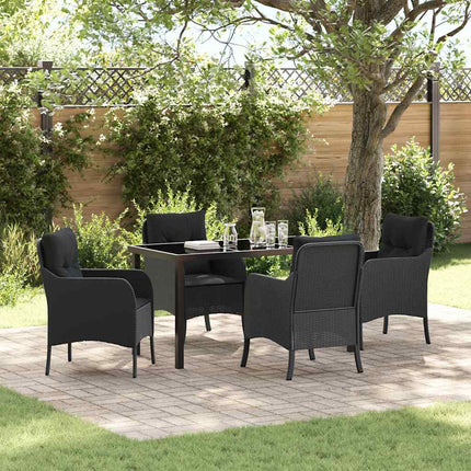 Have Spisebordssæt med pude 5 pcs Sort polyrattan