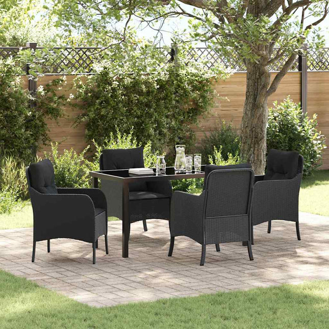 Have Spisebordssæt 5 stk. Sort polyrattan