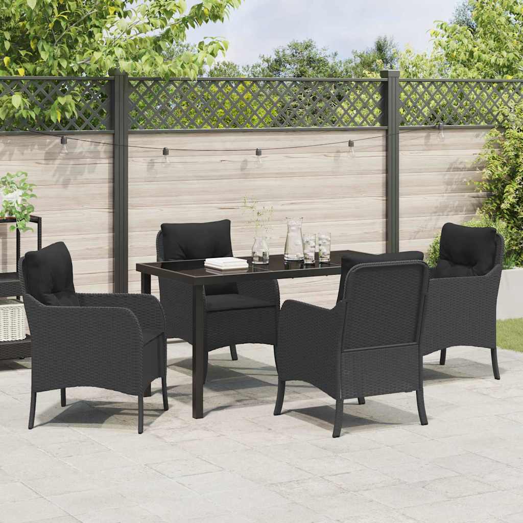 Have Spisebordssæt med pude 5 pcs Sort polyrattan