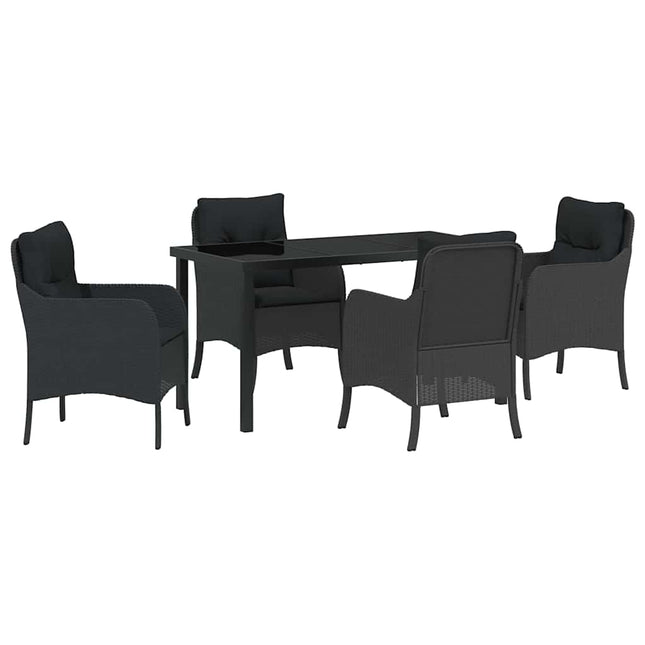 Have Spisebordssæt 5 stk. Sort polyrattan