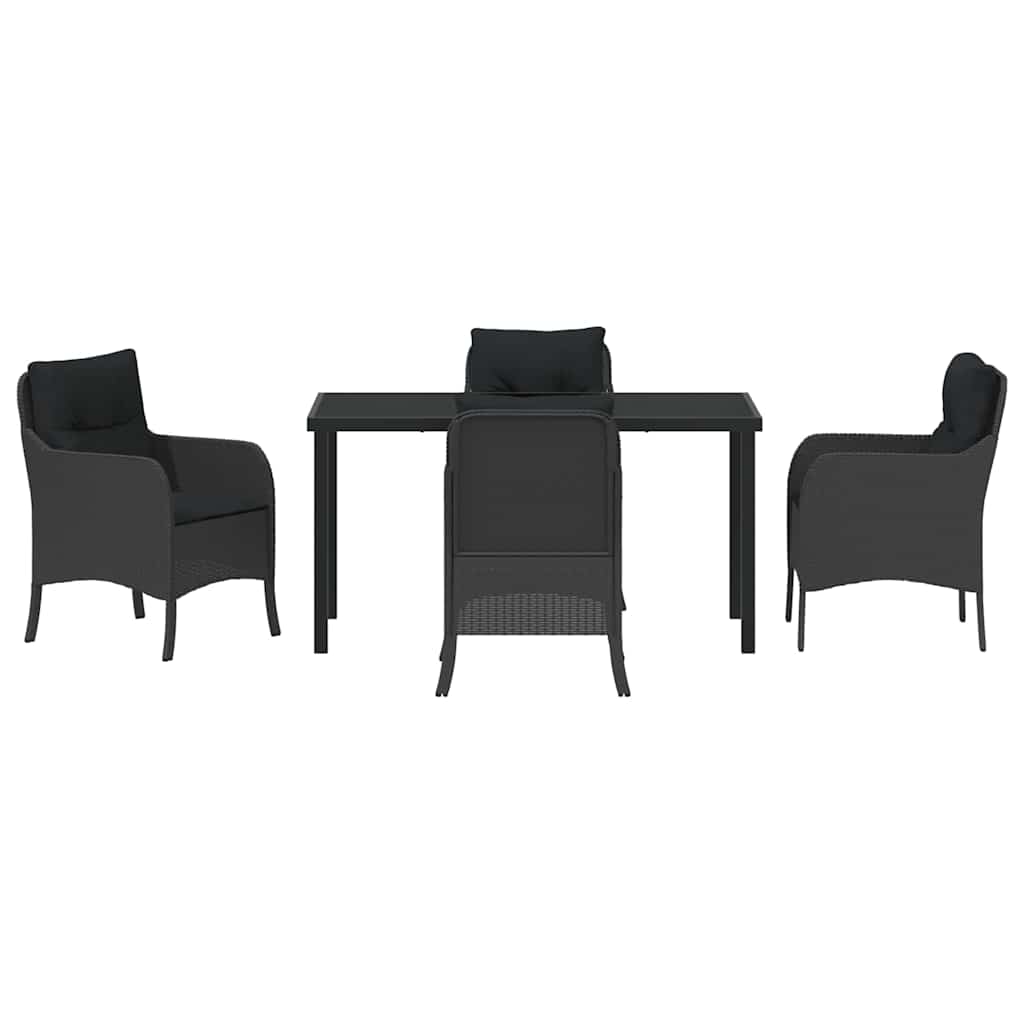Have Spisebordssæt med pude 5 pcs Sort polyrattan