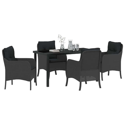 Have Spisebordssæt med pude 5 pcs Sort polyrattan