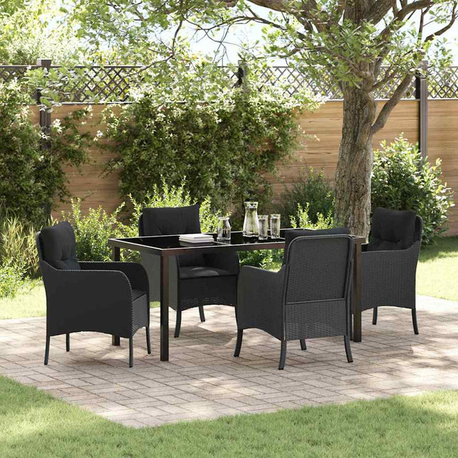 Have Spisebordssæt 5 stk. Sort polyrattan