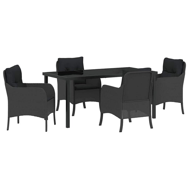 Have Spisebordssæt 5 stk. Sort polyrattan