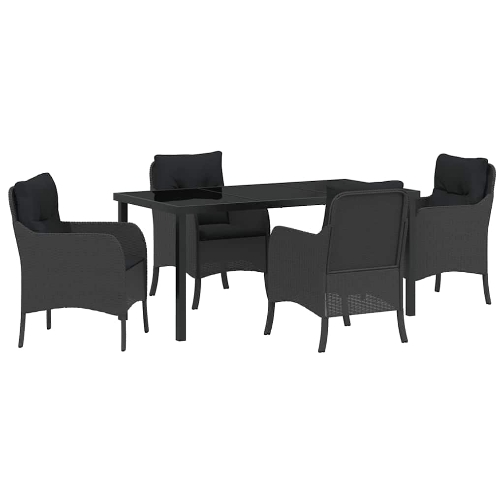 Have Spisebordssæt med pude 5 pcs Sort polyrattan