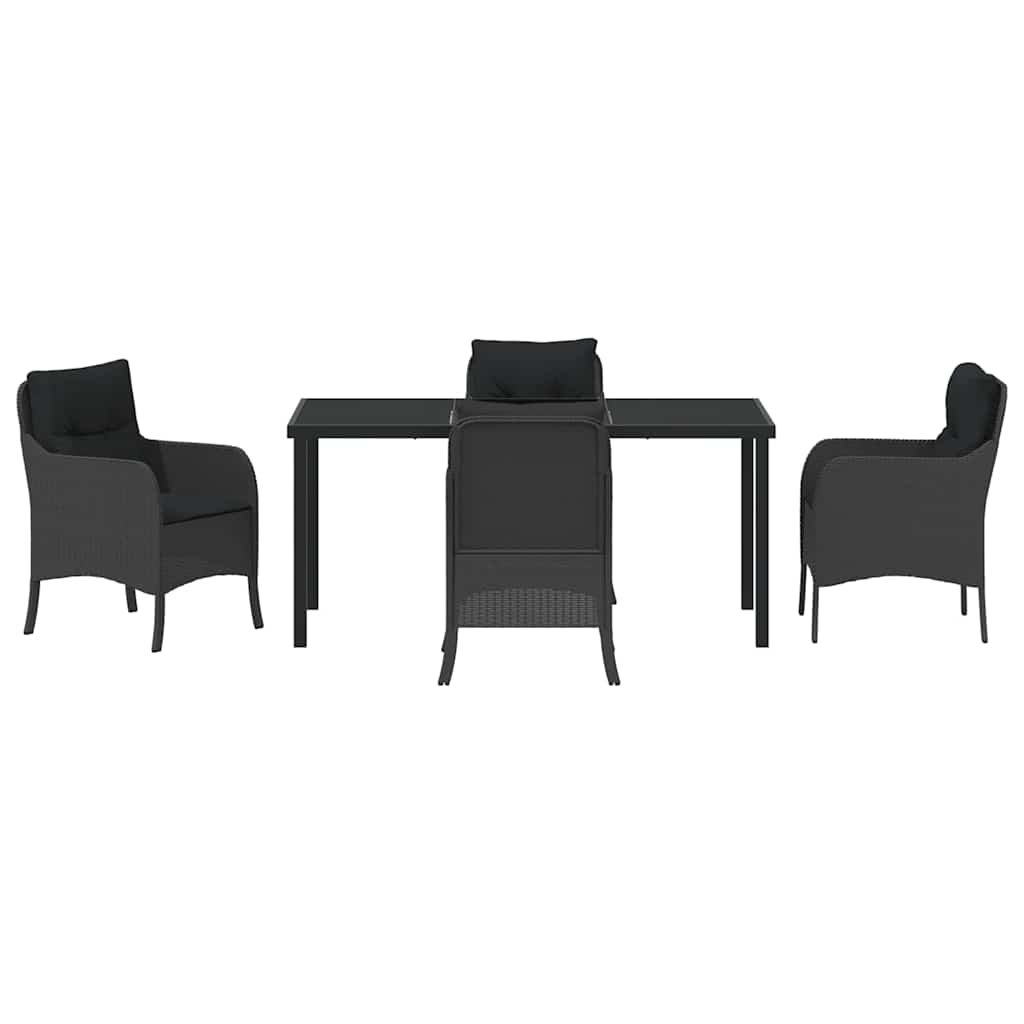 Have Spisebordssæt med pude 5 pcs Sort polyrattan