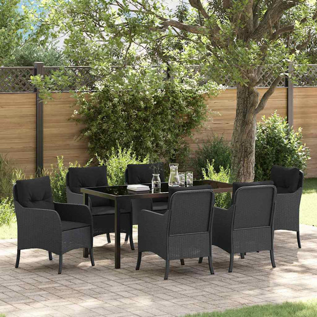 Have Spisebordssæt 7 stk. Sort polyrattan