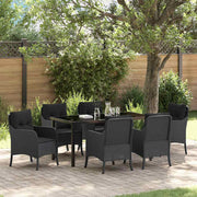 Have Spisebordssæt med pude 7 pcs Sort polyrattan
