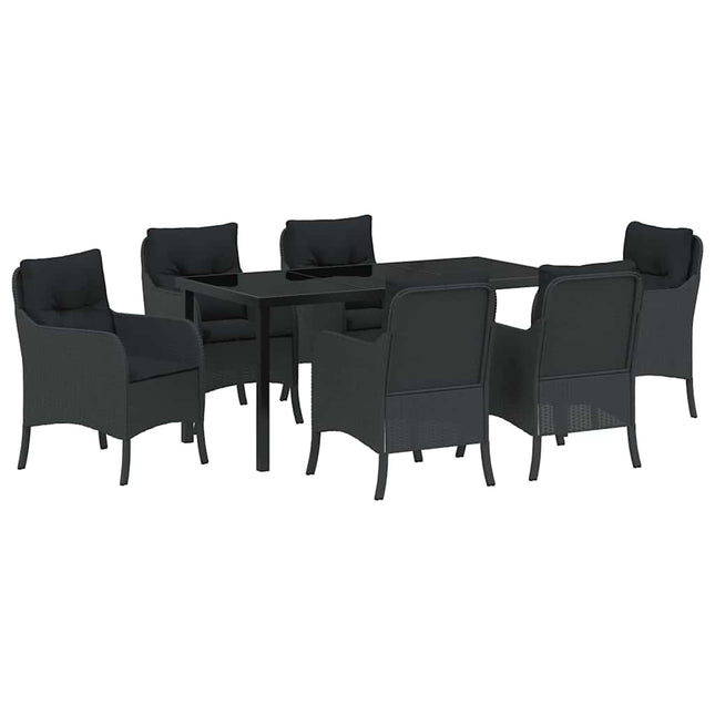 Have Spisebordssæt 7 stk. Sort polyrattan