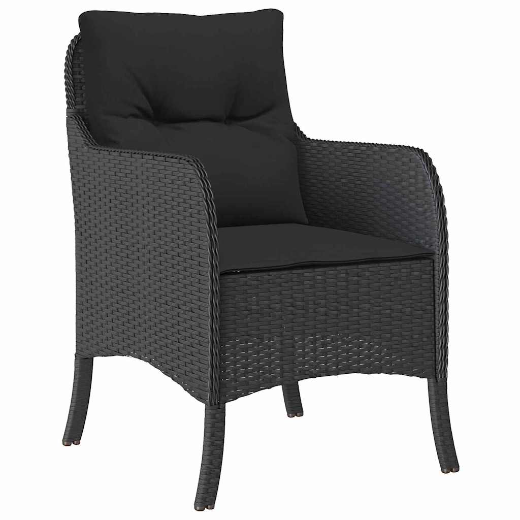 Have Spisebordssæt med pude 7 pcs Sort polyrattan