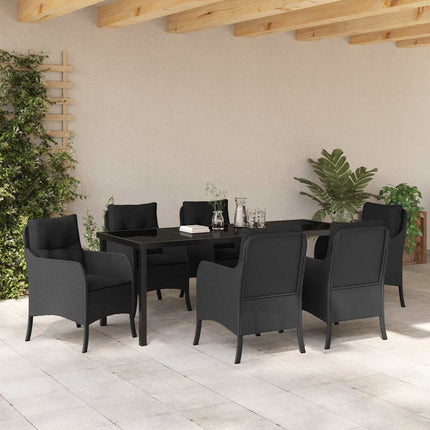 Have Spisebordssæt med pude 7 pcs Sort polyrattan