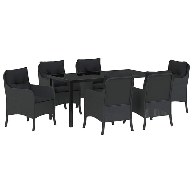 Have Spisebordssæt 7 stk. Sort polyrattan