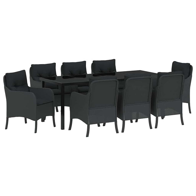 Have Spisebordssæt 9 stk. Sort polyrattan