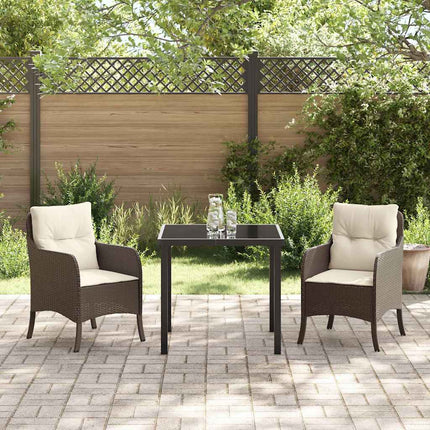 Have Spisebordssæt med pude 3 pcs Brun polyrattan
