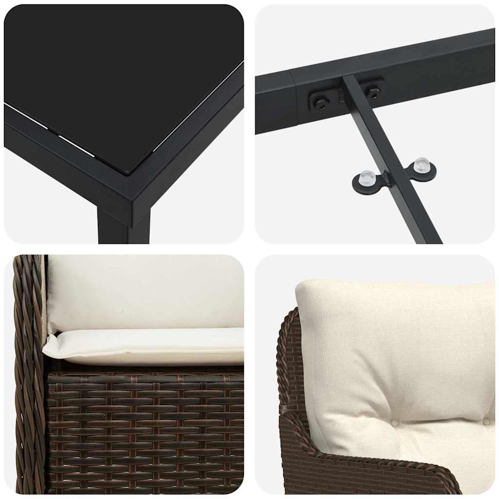 Have Spisebordssæt med pude 5 pcs Brun polyrattan